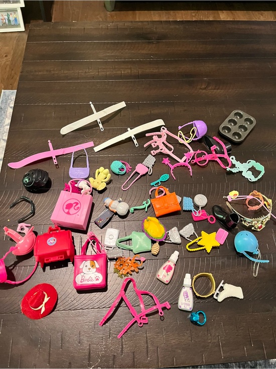 Barbie Other - Assorted Barbie Doll Accessories lot Pet Doctor purses helmets skis more